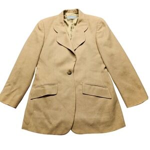 Pietrafesa Loro Piana 100% Camelhair Blazer Jacket Tan Herringbone Womens Size 4